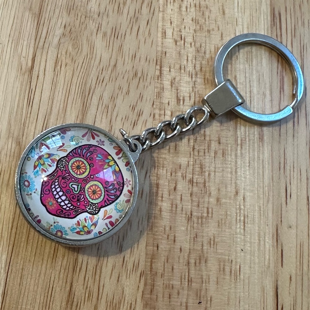 Colorful Sugar Skull Keychain